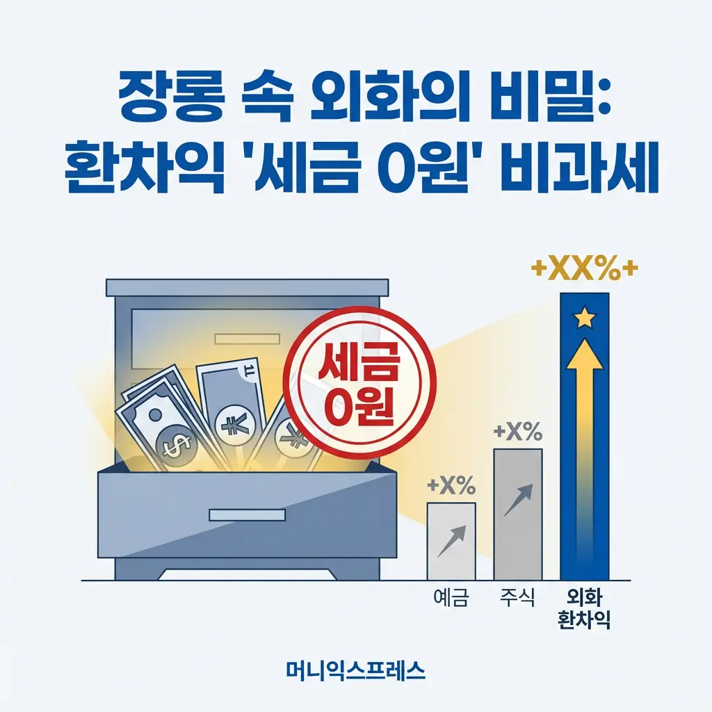 장롱 속 외화 환차익 비과세 세금 0원 혜택 예금 주식 수익률 비교 인포그래픽
