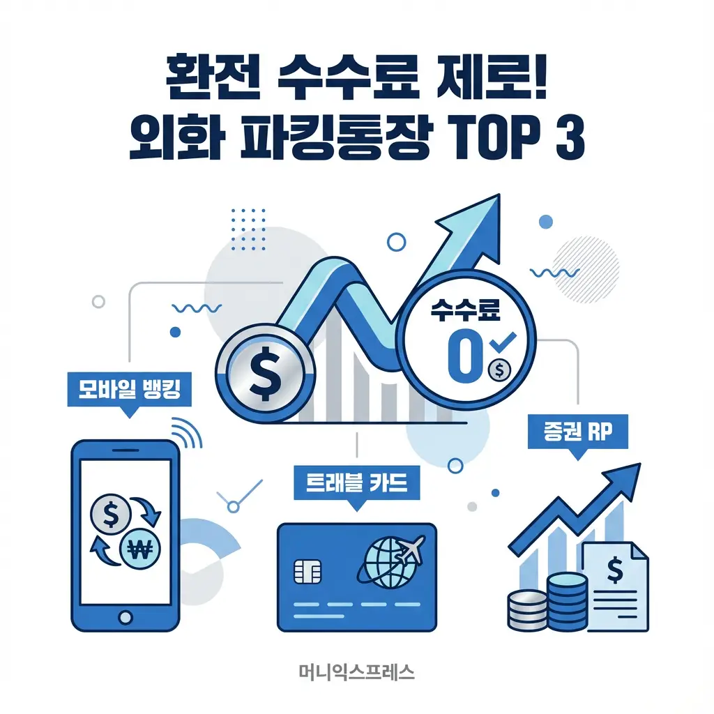 환전 수수료 무료 외화 파킹통장 TOP 3 추천 모바일 뱅킹 트래블 카드 증권 RP 혜택 비교