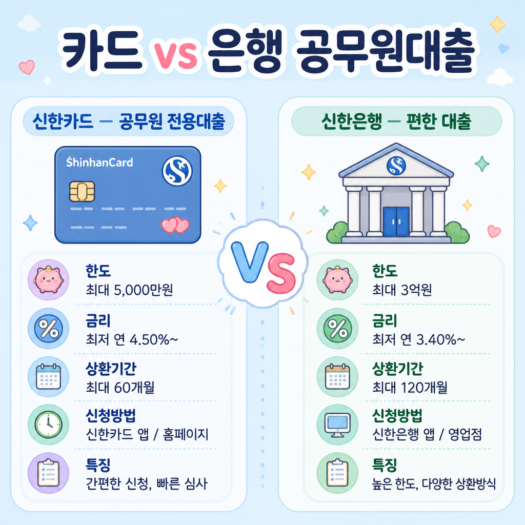 신한카드 공무원대출과 신한은행 대출 비교
