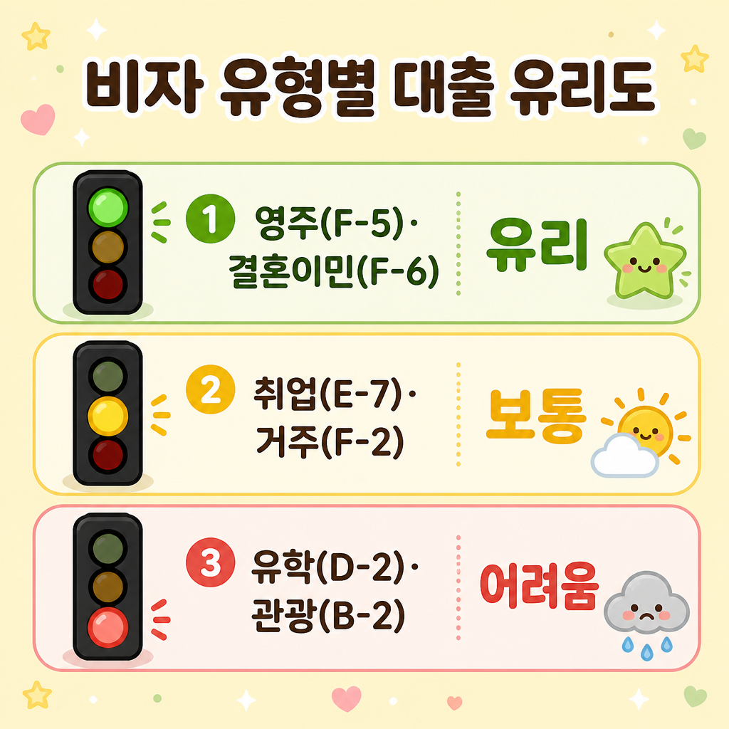 외국인 대출 비자 유형별 유리도