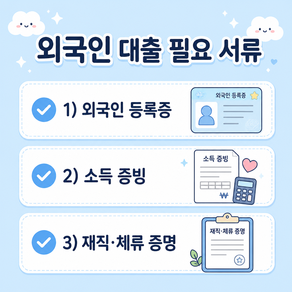 외국인 대출 필요 서류 등록증 소득 재직