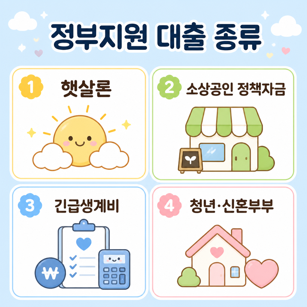 정부지원 대출 종류 햇살론 정책자금 긴급생계비 청년