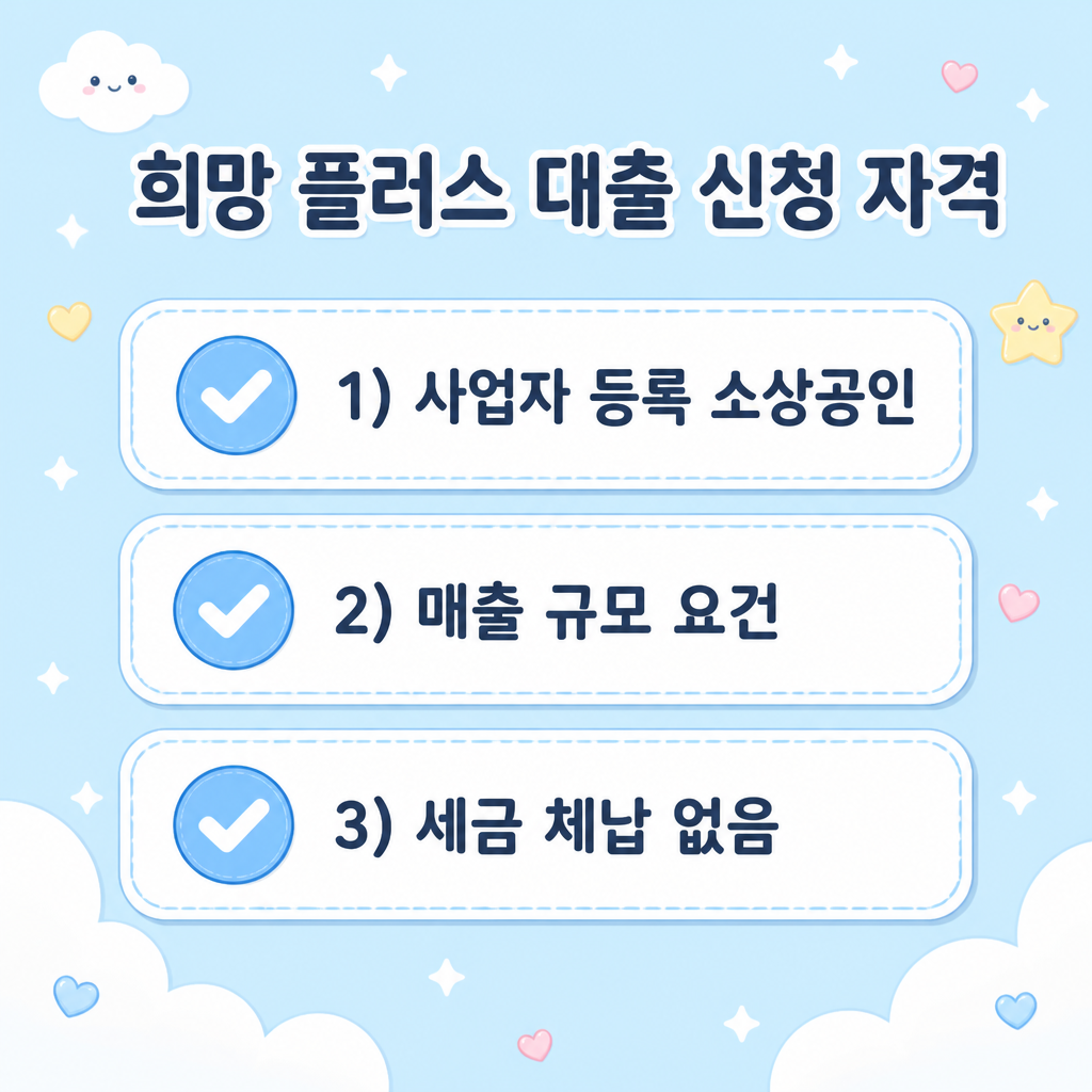희망 플러스 대출 신청 자격 희망 플러스 대출 신청 자격 소상공인 매출 세금